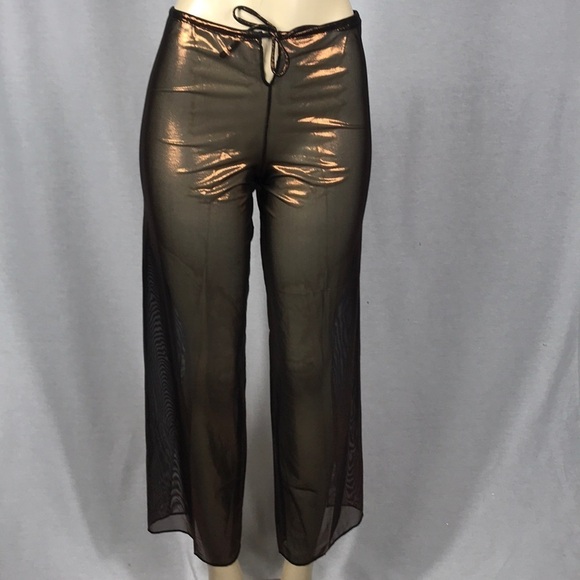 Zuliana metallic bronze mesh tie pants Made in USA. NWT - Picture 1 of 3